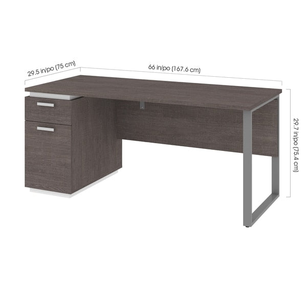 Aquarius Computer Desk, Bark Gray/White