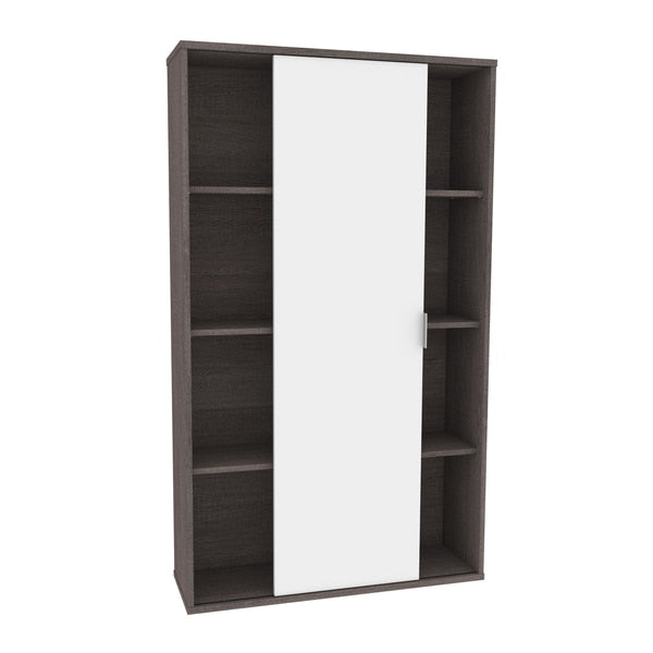 Aquarius Bookcase with Sliding Door, Bark Gray/White