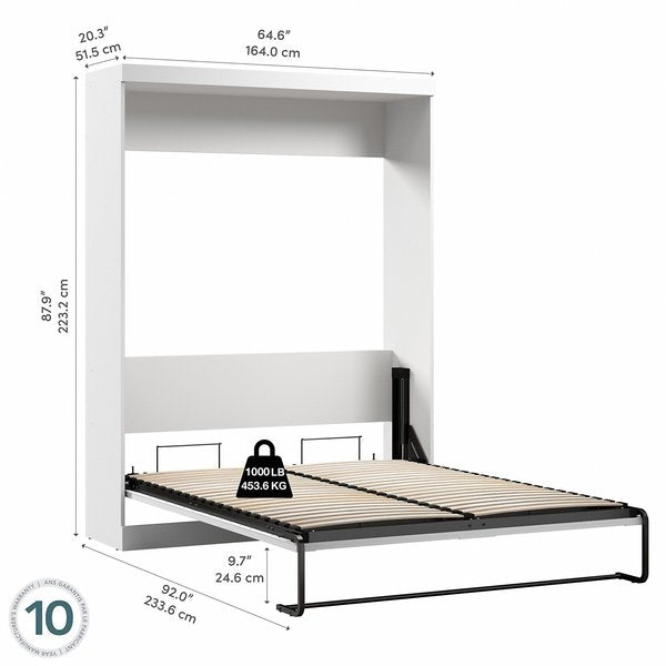 Queen Wall Bed, Pur, White