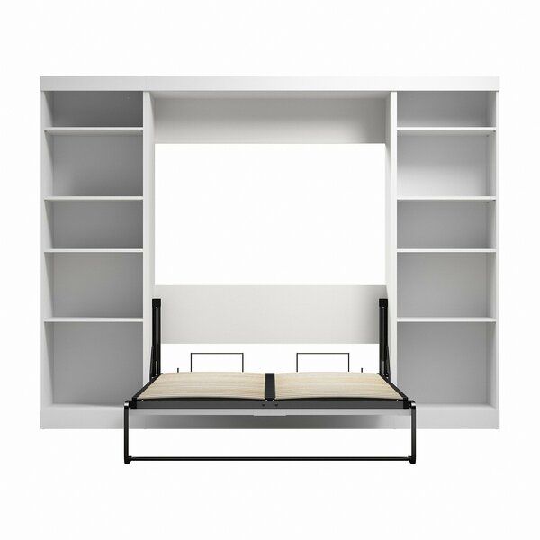 Bestar Pur Full Murphy Bed with 2 Shelving Units (109W) in White