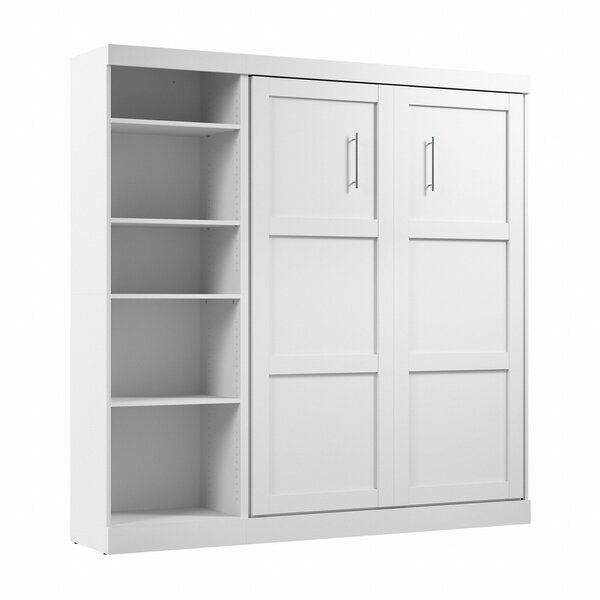 Bestar Pur Full Murphy Bed with Shelving Unit (84W) in White