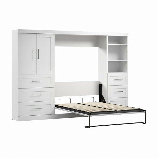 Bestar Pur Full Murphy Bed with Open and Concealed Storage (120W) in White