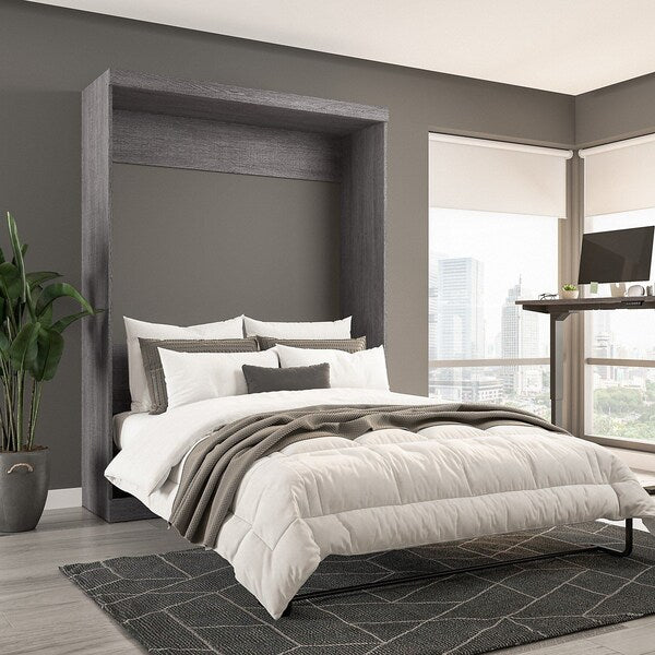 Queen Wall Bed, Pur, Bark Gray