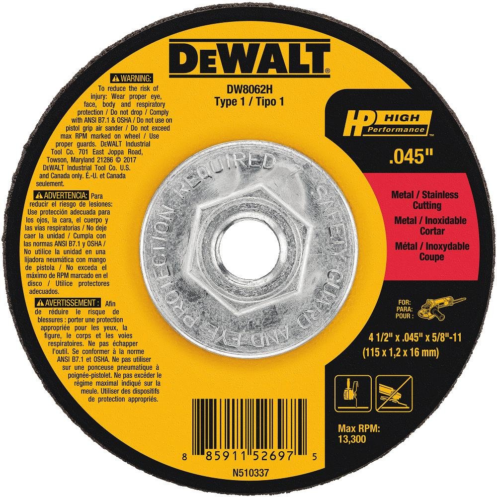 DEWALT, 4-1/2" X 0.045" X 5/8"-11 Metal Cutting Wheel , Cut Off Wheel