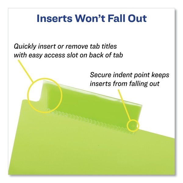 Insertable Big Tab Plastic Dividers, PK5