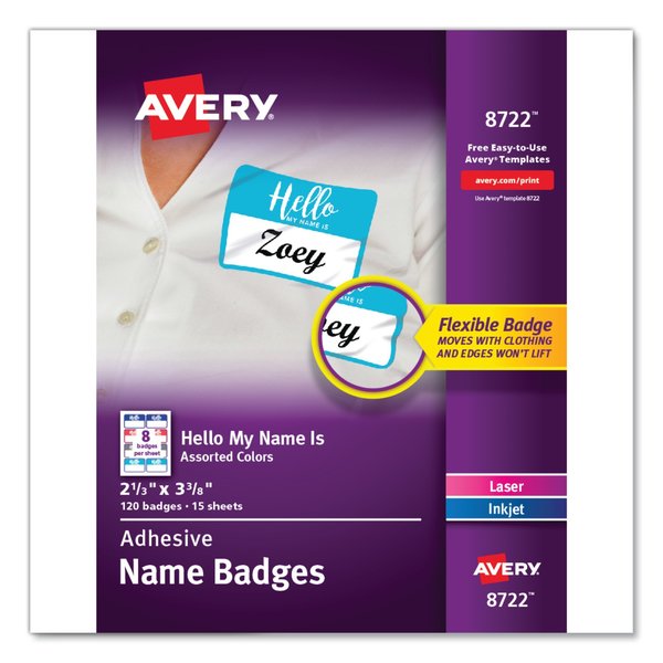 Adhesive Name Badge Labels, 
