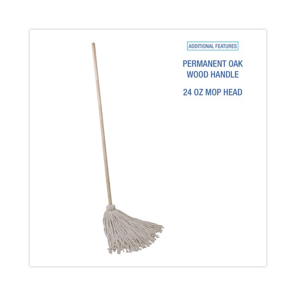 54 in L Deck Mop, White/Oak, Cotton, PK6