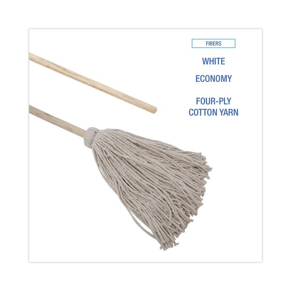 54 in L Deck Mop, White/Oak, Cotton, PK6