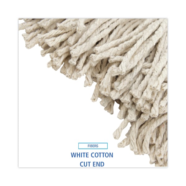 Cut-End Wet Mop, White, Cotton, PK12, 216C
