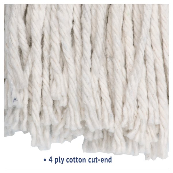 Cut-End Wet Mop, White, Cotton, PK12, 224C