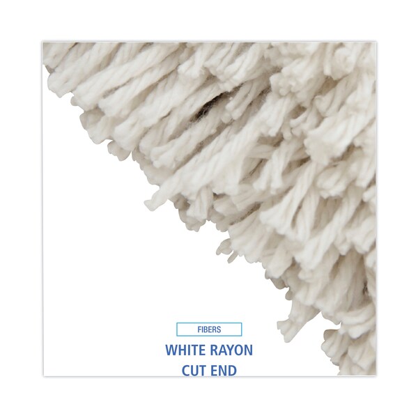 Cut-End Wet Mop, White, Rayon, PK12, 224R