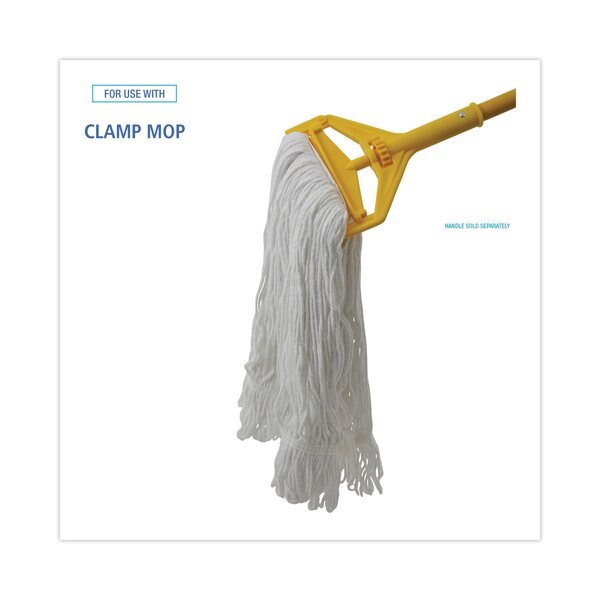 1.25 in Looped-End Wet Mop, White, Rayon, PK12