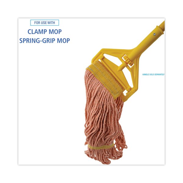 5 in Looped-End Wet Mop, Orange, Cotton/Synthetic, PK12, UNS 501OR