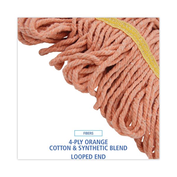 5 in Looped-End Wet Mop, Orange, Cotton/Synthetic, PK12, UNS 501OR