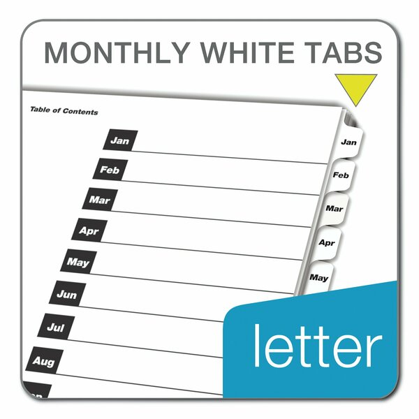 Table of Contents Index Dividers, Monthly Jan-Dec, White, PK12