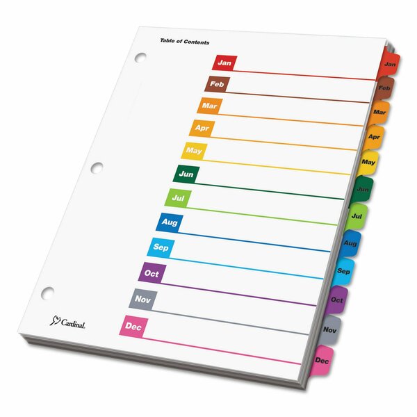 Table of Contents Index Dividers, Monthly Jan-Dec, Assorted, PK12