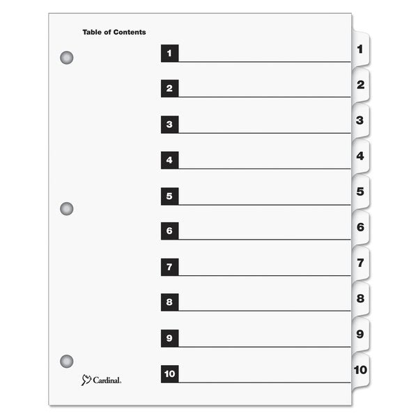 Table of Contents Index Dividers, 1-10, White, Pk24