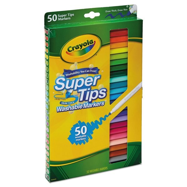 Markers, Super Tip, Washable, Assorted, PK50
