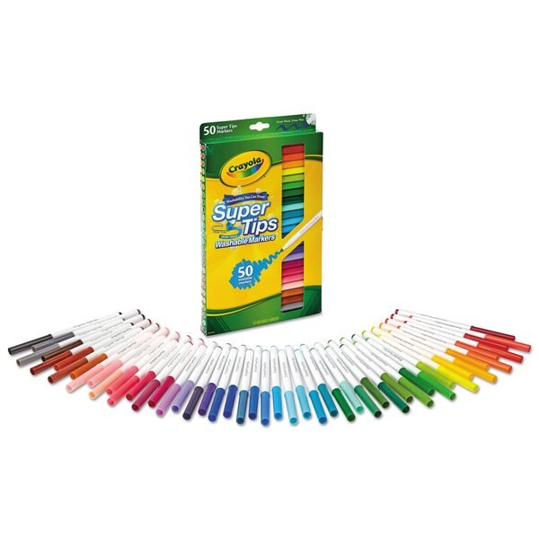 Markers, Super Tip, Washable, Assorted, PK50