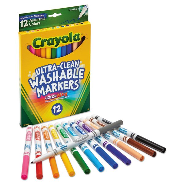 Washable Markers, Fine Point, Clas, PK 12