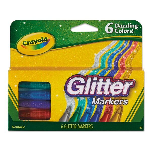Marker, Glitter, Assorted, PK6