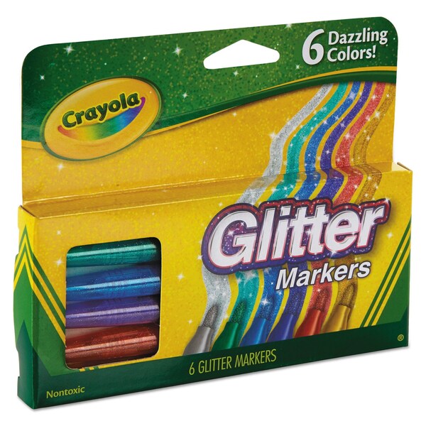 Marker, Glitter, Assorted, PK6