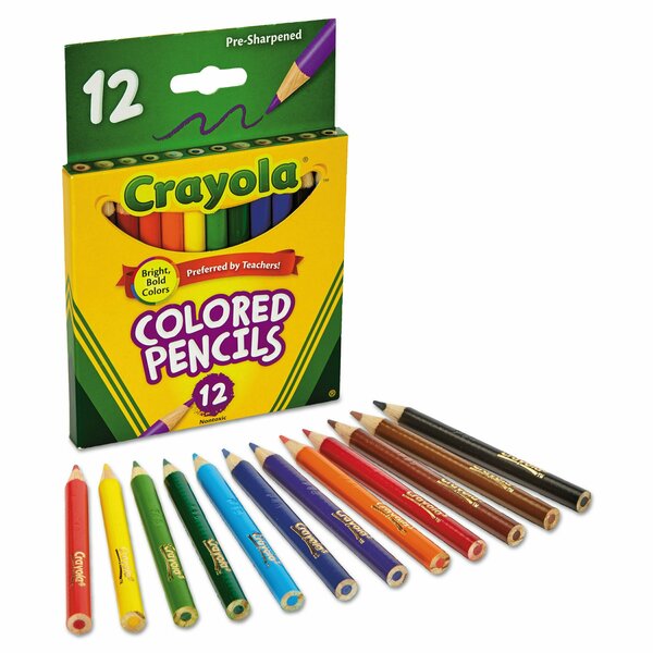 Color Pencil, Short Barrel, Assorted, PK12
