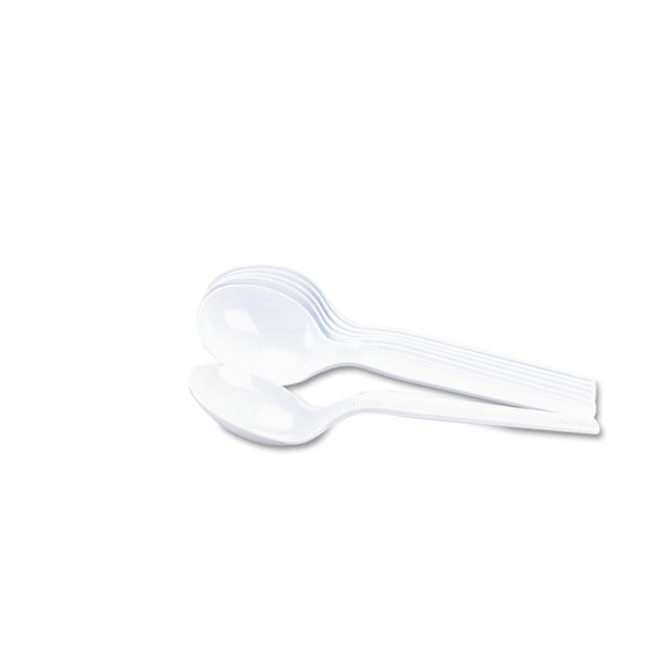 Disposable Soup Spoon, White, Medium Weight, PK1000