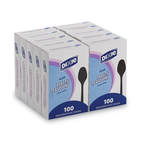 Disposable Teaspoon, Black, Med Weight, PK1000