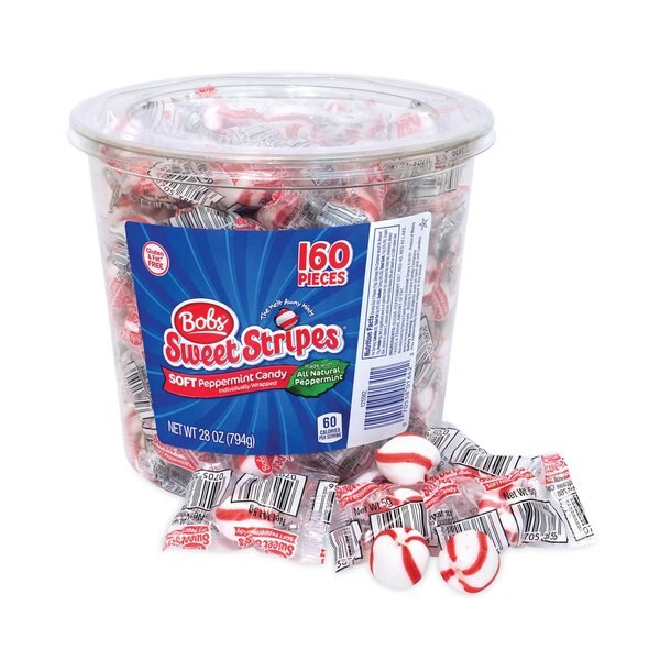 Bobs Sweet Stripes Soft Candy, Peppermint, 28 oz Tub