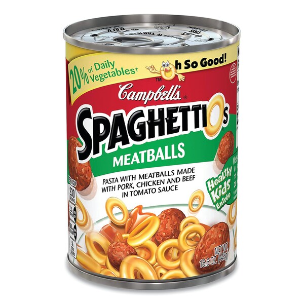 Canned Pasta with Meatballs, 15.6 oz Can, PK12