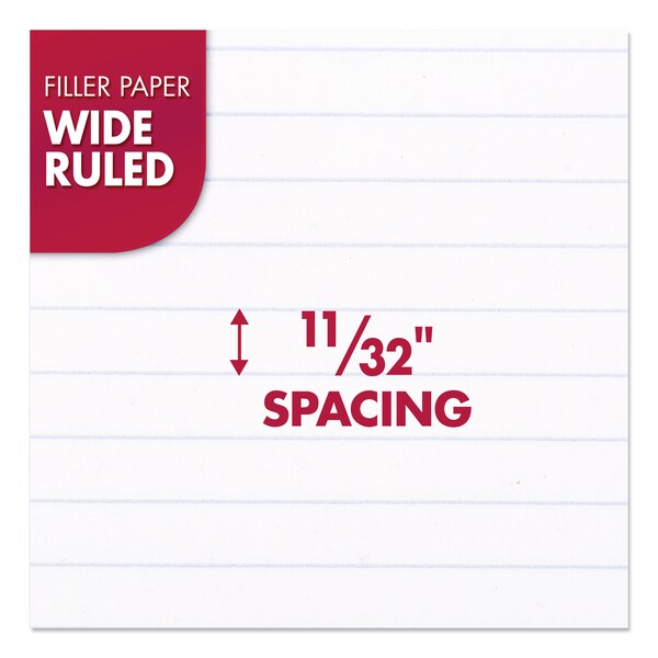Filler Paper, Wide Ruled, White, PK200