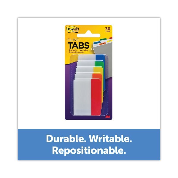 File Tabs, 2x1 1/2, Assorted Primary, PK30