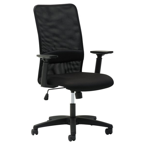 Mesh High-Back Chair, Adjustable Arms, Blk