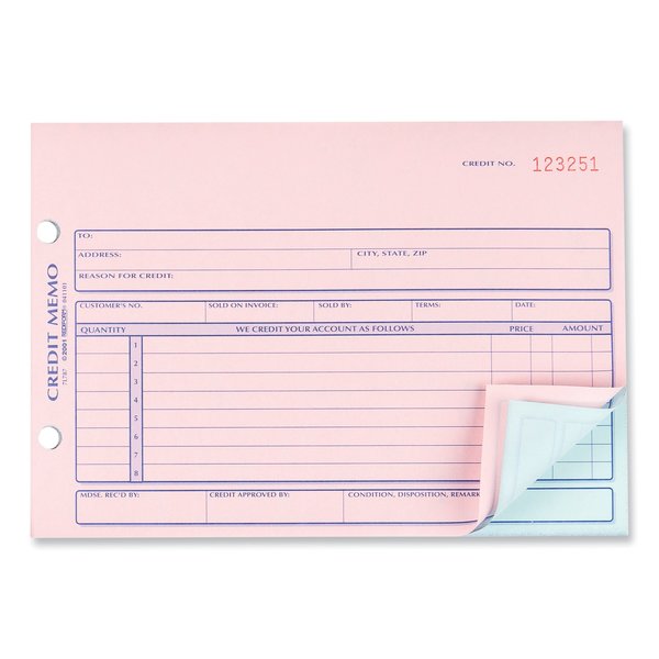 Credit Memo Book, Carbonless Triplicate