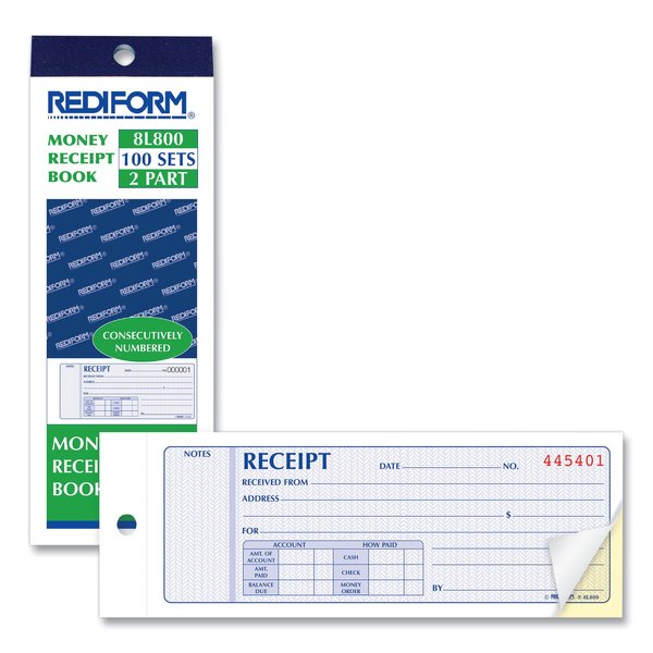 Receipt Book, 7x2 3/4, Carbonless Dupl