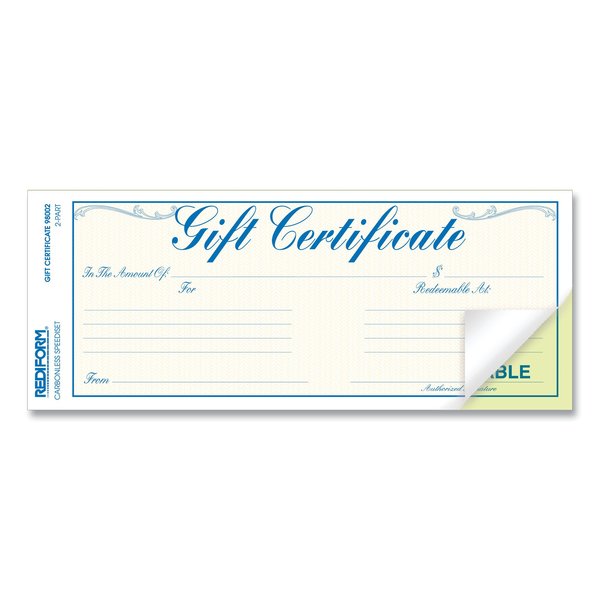 Gift Cert Form with Envelopes, PK25