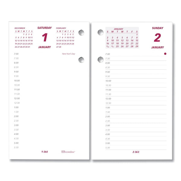 White Daily Calendar Refill, 6 x 3-1/2
