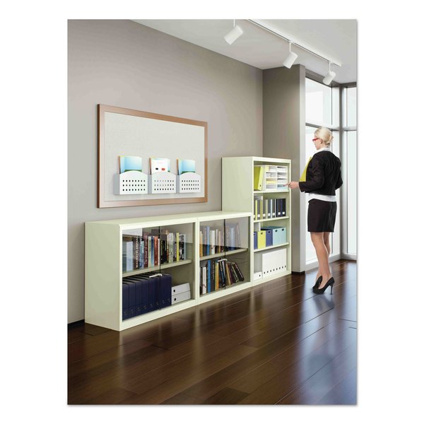 Metal Bookcase, Three-Shelf, 34-1/2w x 13-1/2d x 40h, Putty