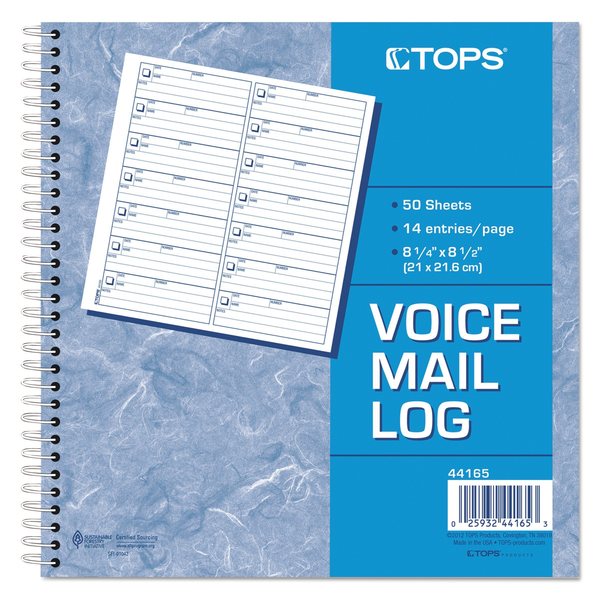 Voice Mail Log Book, 8.5x8-1/4