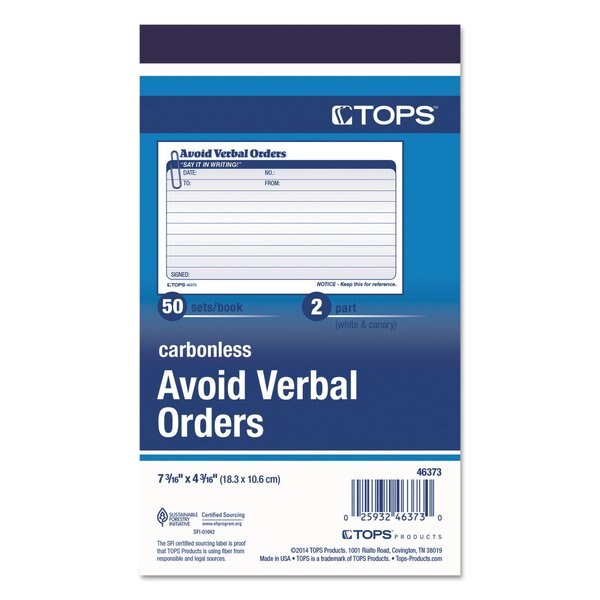 Avoid Verbal Orders Manifold Book, 6.25x