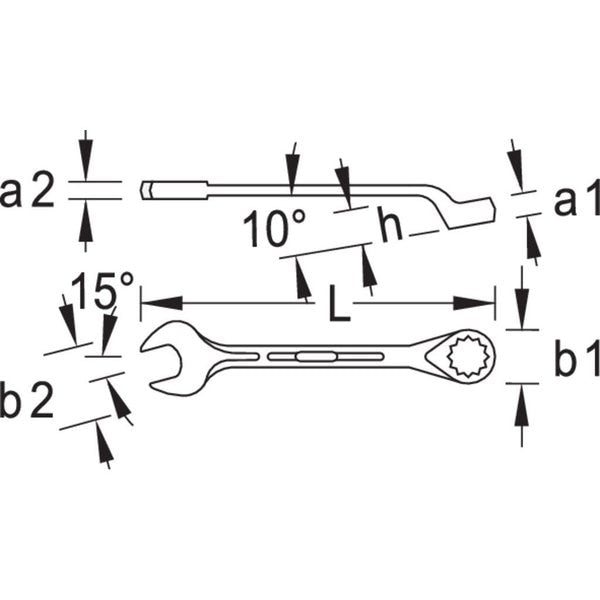 Combination Wrench Set, 15 pcs., 6-32mm