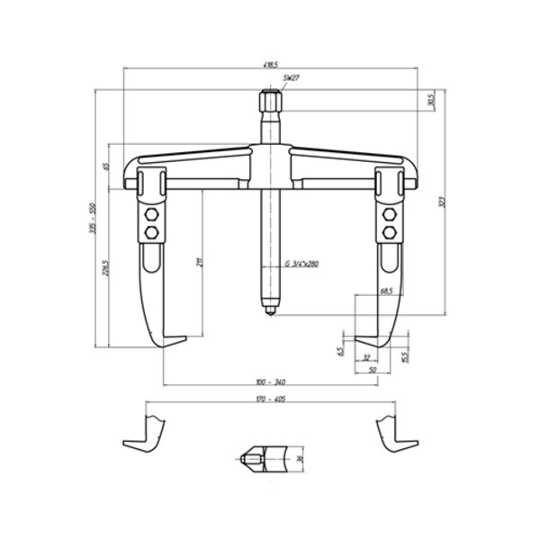 Universal Puller, 2-Arm Pattern, 350 x 200