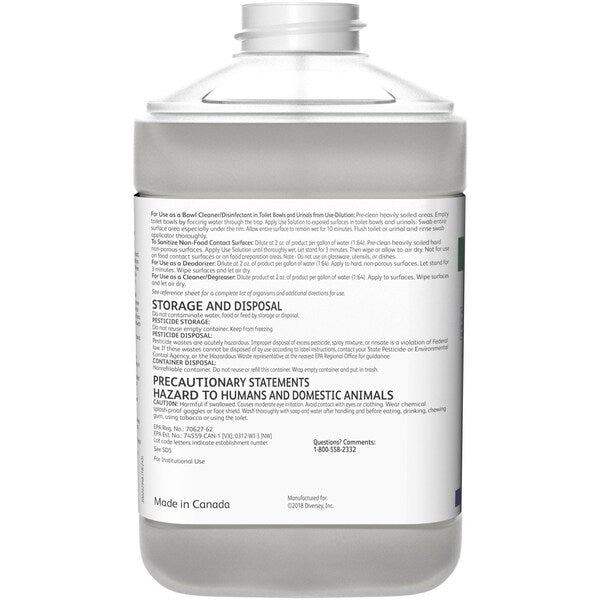 Cleaner and Disinfectant Concentrate , 2.5L Bottle , Unscented ,