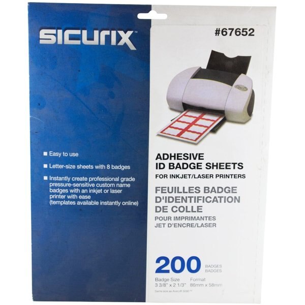 ID Adhesive Badge, Adhesive, PK200