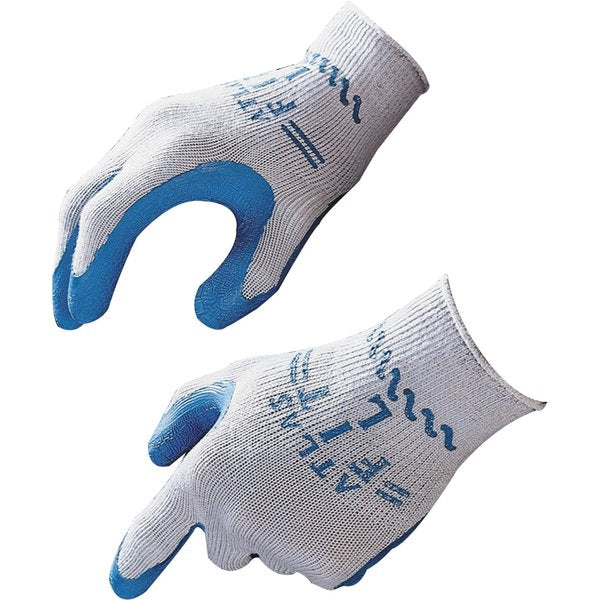 Natural Rubber Latex Coated Gloves, Palm Coverage, Blue/Gray, M, PR