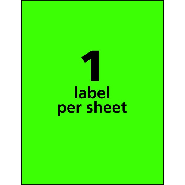 Neon Shipping Labels, Laser, 8-1/2