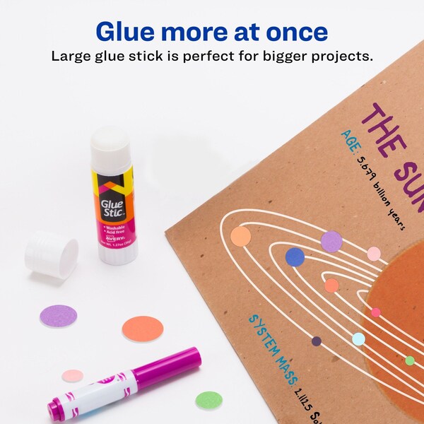 Glue Stic, Washable, Nontoxic, Permanent Adhesive, 1.27 oz.