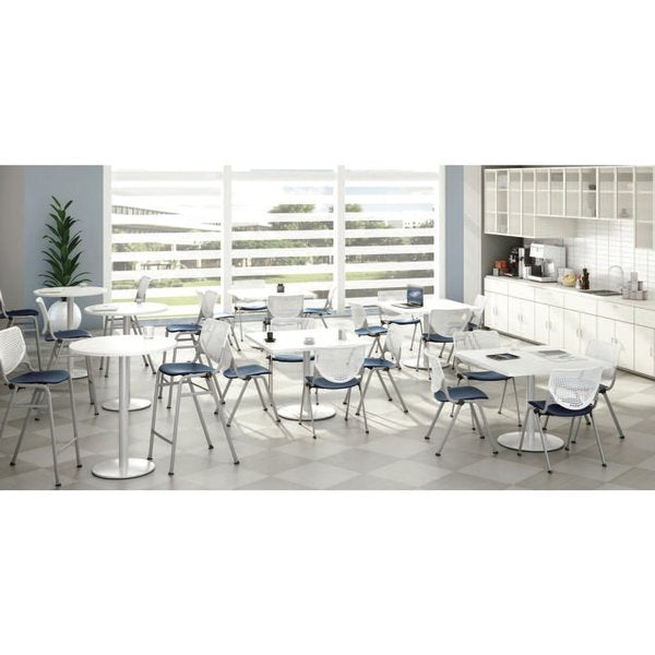 Counter Height Stool, White, Caster Type: Durable Nylon Glides