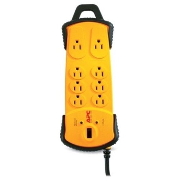 Surge Protector Strip, 8 Outlet, Yellw/Blk